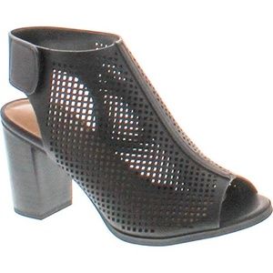 Faux Leather Peep Toe Laser Cut Out Heels 8.5